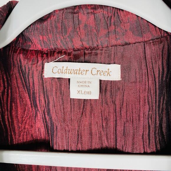 Coldwater Creek Size XL Printed Textured Full Zip Vest Jacket Red - Picture 6 of 7